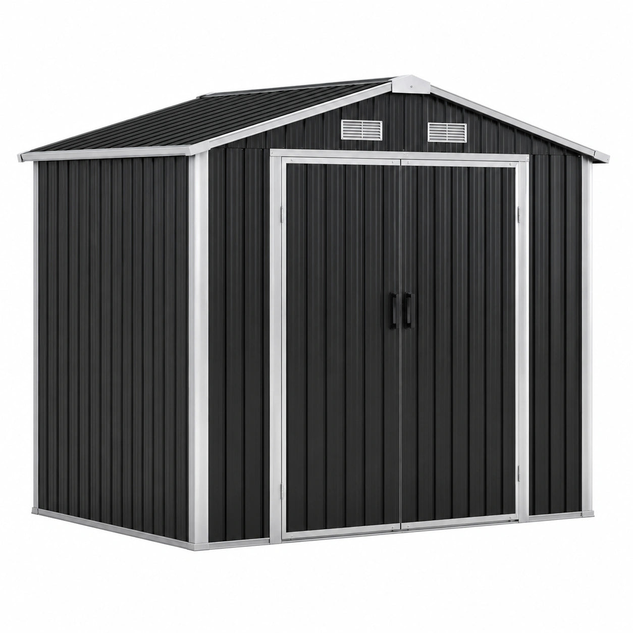 Abri de jardin en métal noir avec double porte
