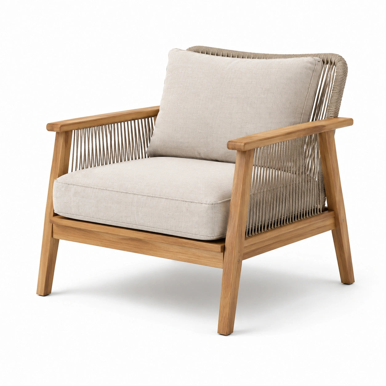 Fauteuil en acacia et corde résistante beige