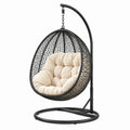 Fauteuil suspendu en métal avec coussin en polyester ivoire