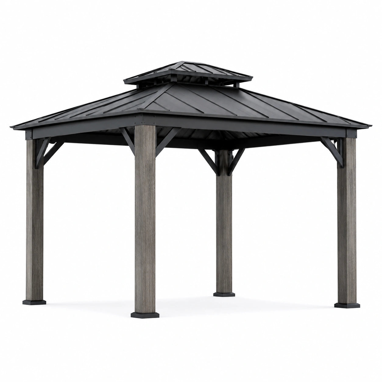 Pavillon de jardin en métal et bois composite 300x300 cm anthracite