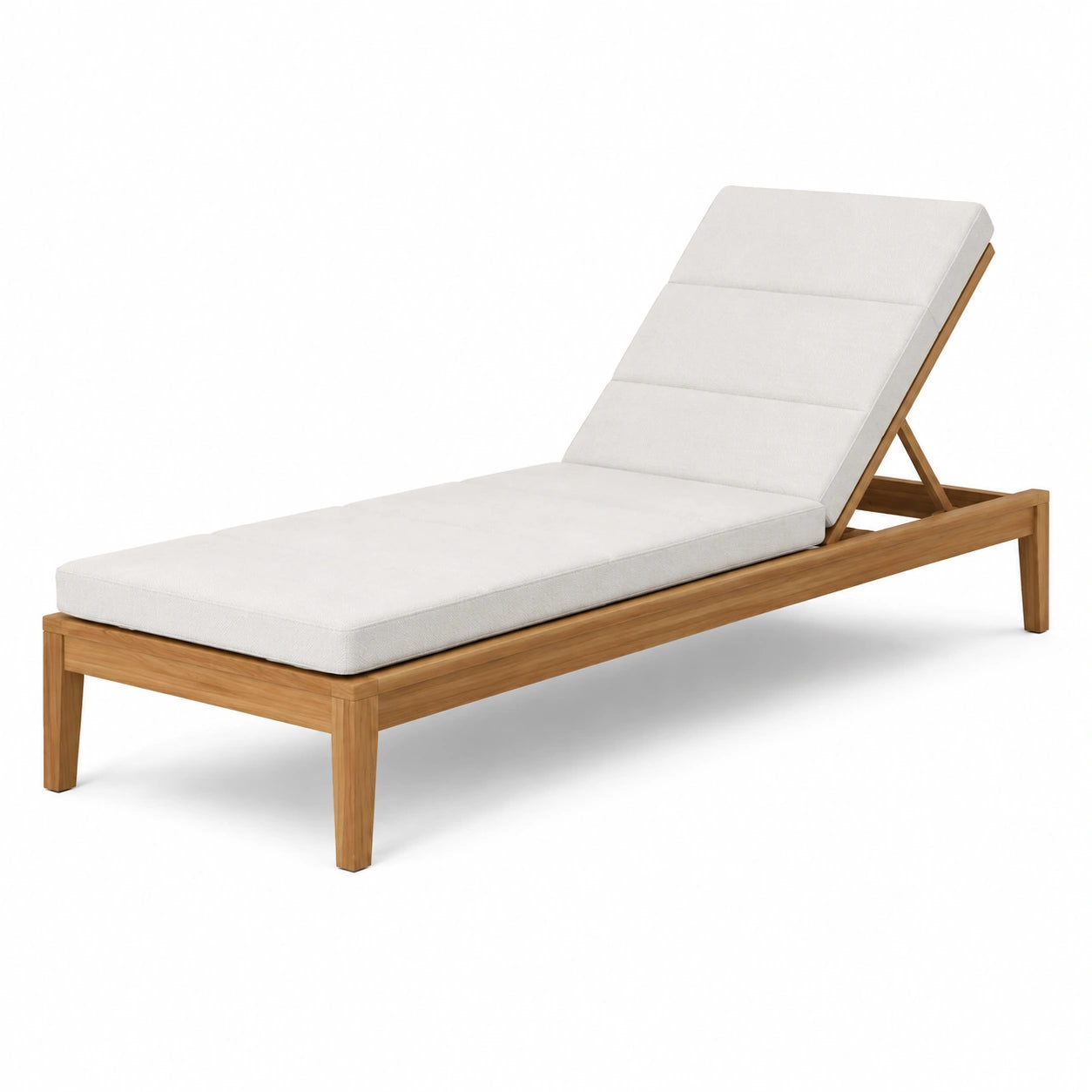 Chaise longue en bois avec coussin en polyester beige
