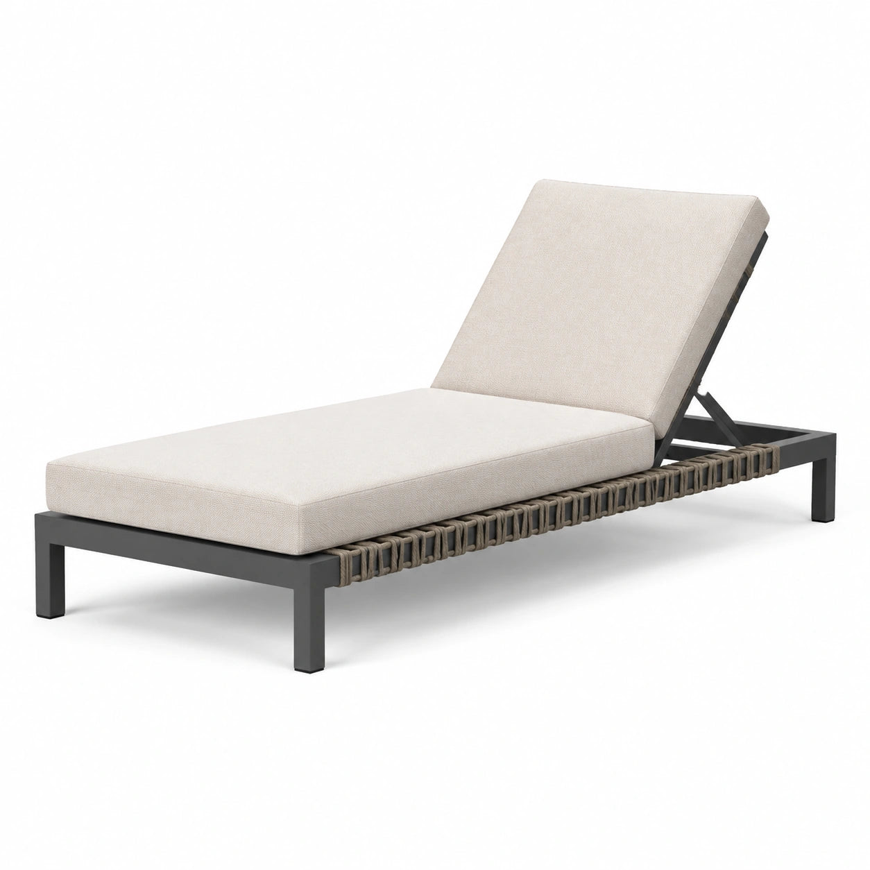 Chaise longue en aluminium et tissu beige