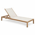 Chaise Longue en Teck avec Toile Réglable Écrue