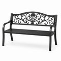 Banc en métal noir avec dossier décoratif