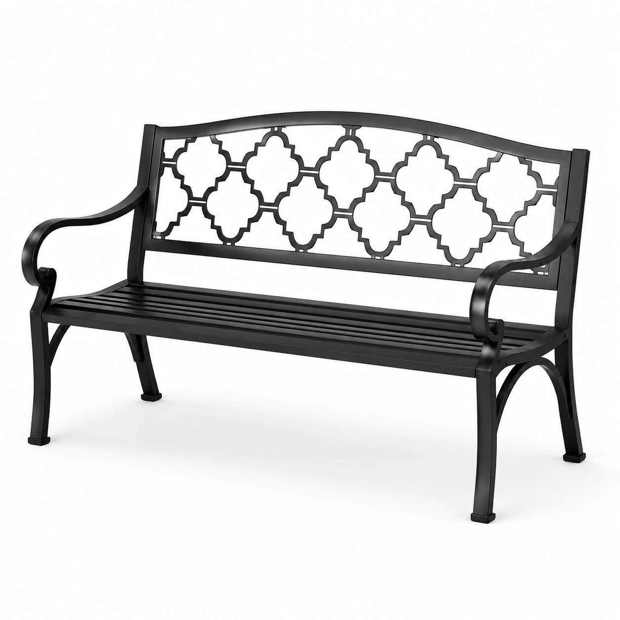 Banc de jardin en métal noir 128 cm