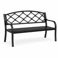 Banc de jardin en métal noir avec dossier croisé