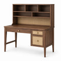 Bureau en bois de noyer avec rotin