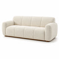 Canapé 3 places en tissu bouclé beige avec cadre en bois