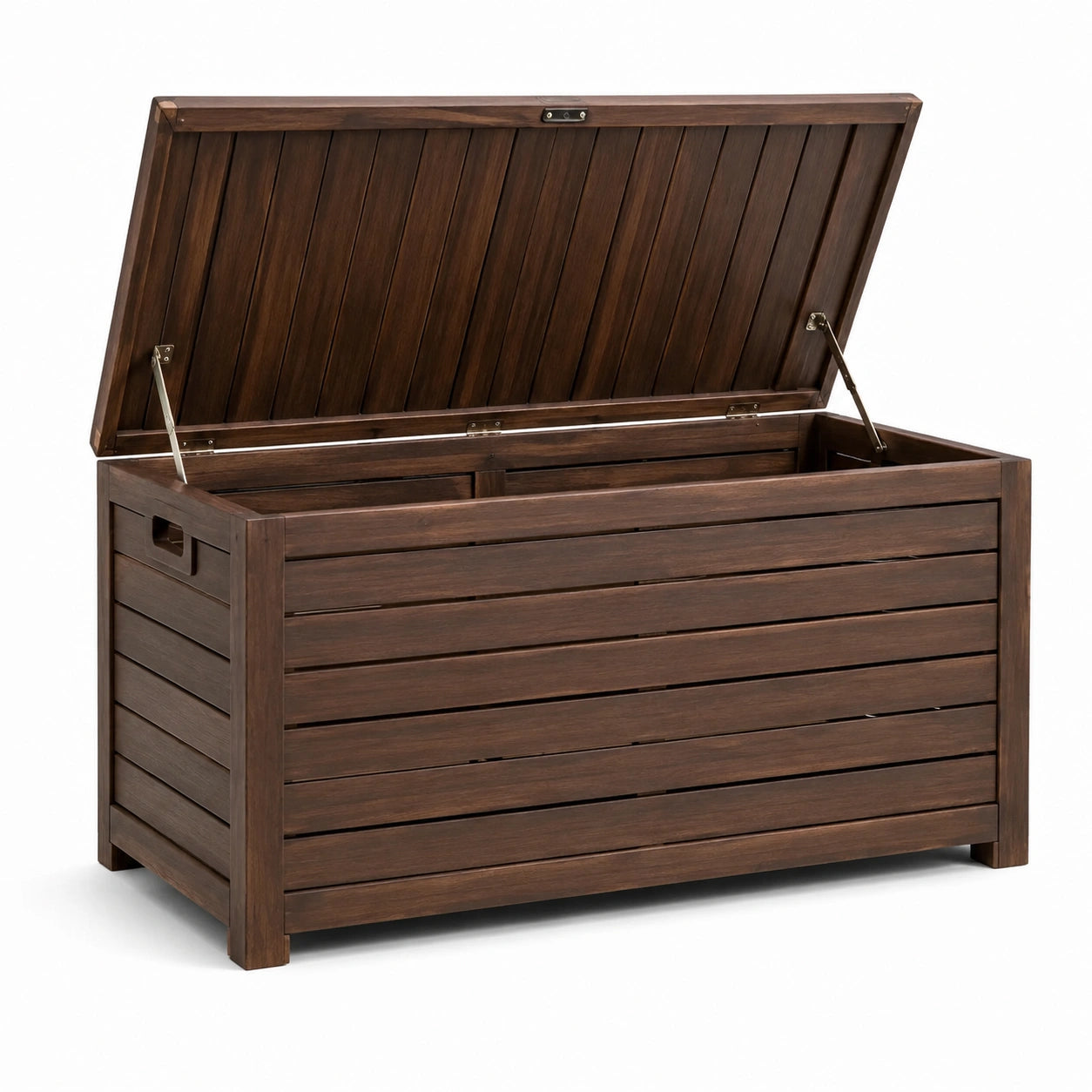 Coffre de rangement en bois d'acacia brun