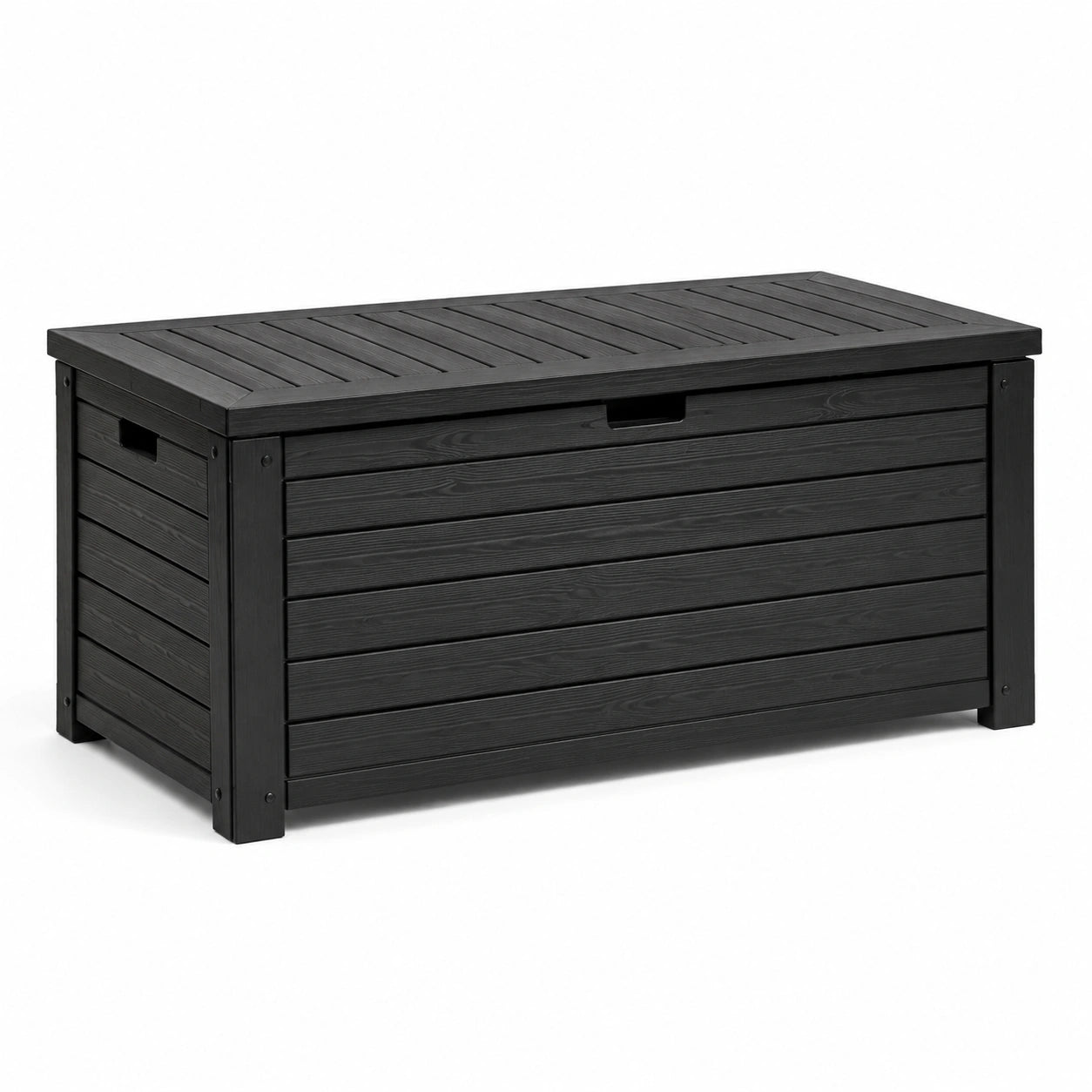 Coffre de rangement en bois composite noir
