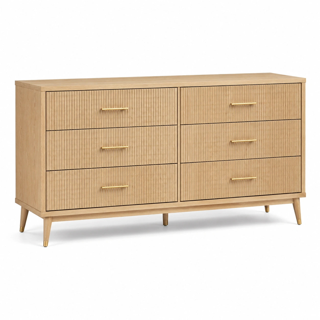 Commode en bois de chêne clair avec 6 tiroirs