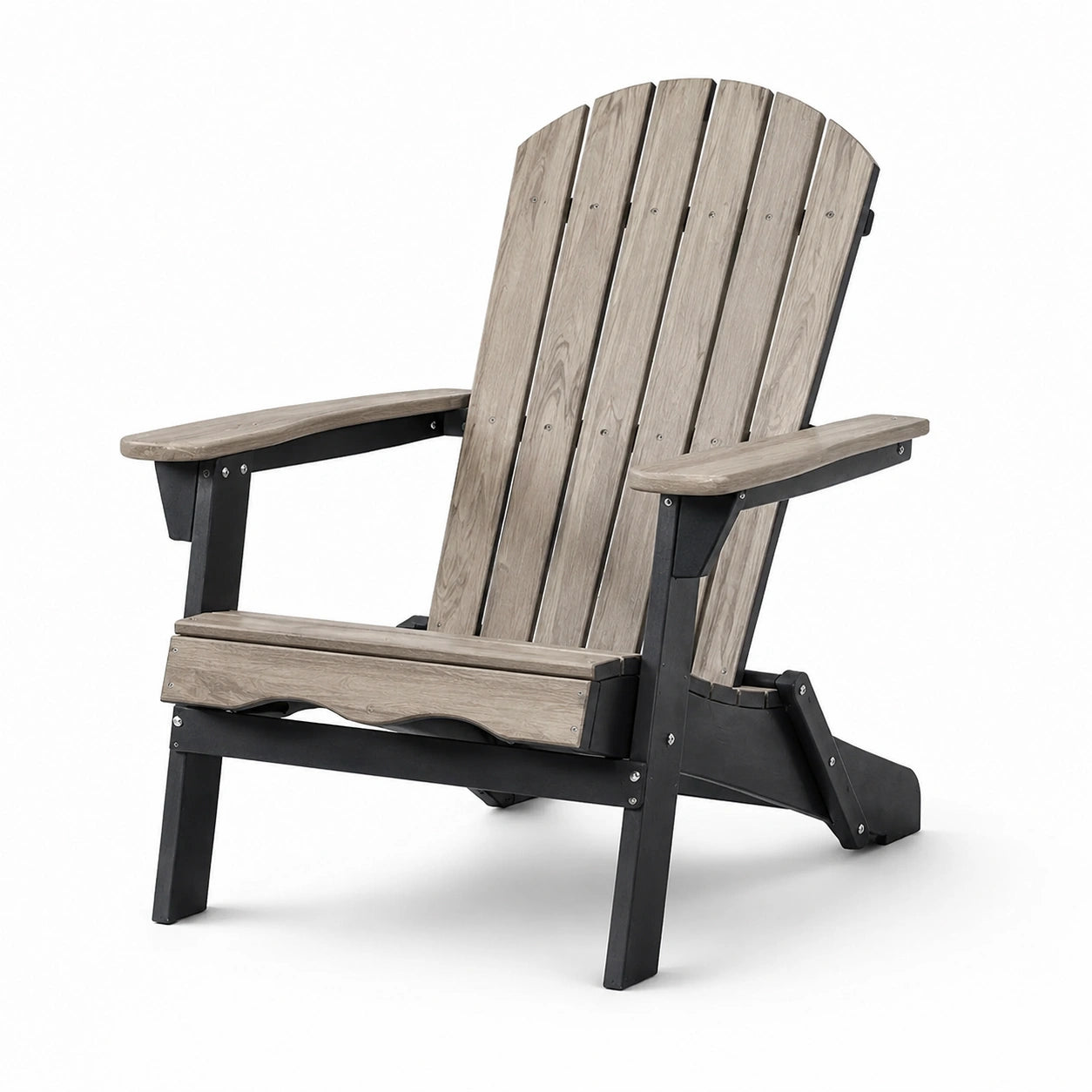 Chaise Adirondack en bois composite gris et métal noir