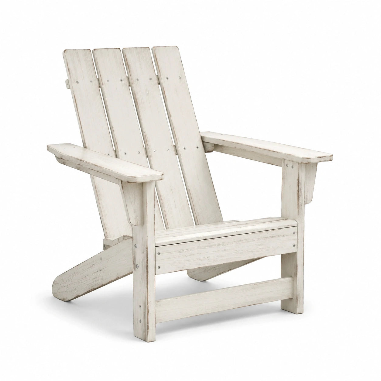 Fauteuil en bois massif finition vieillie blanc